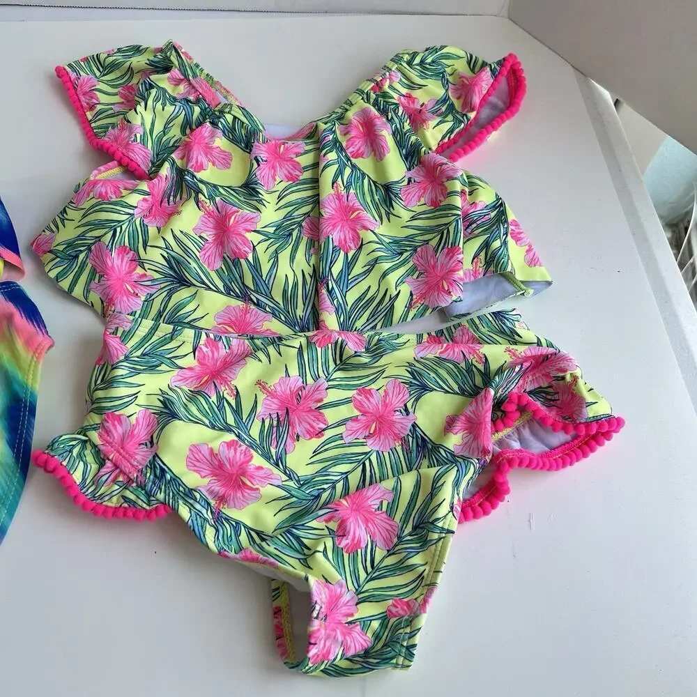 Lot Of 2 Girls 2 Piece Bikini Swimsuit Nicole Miller Wonder NationSize L (10-12)